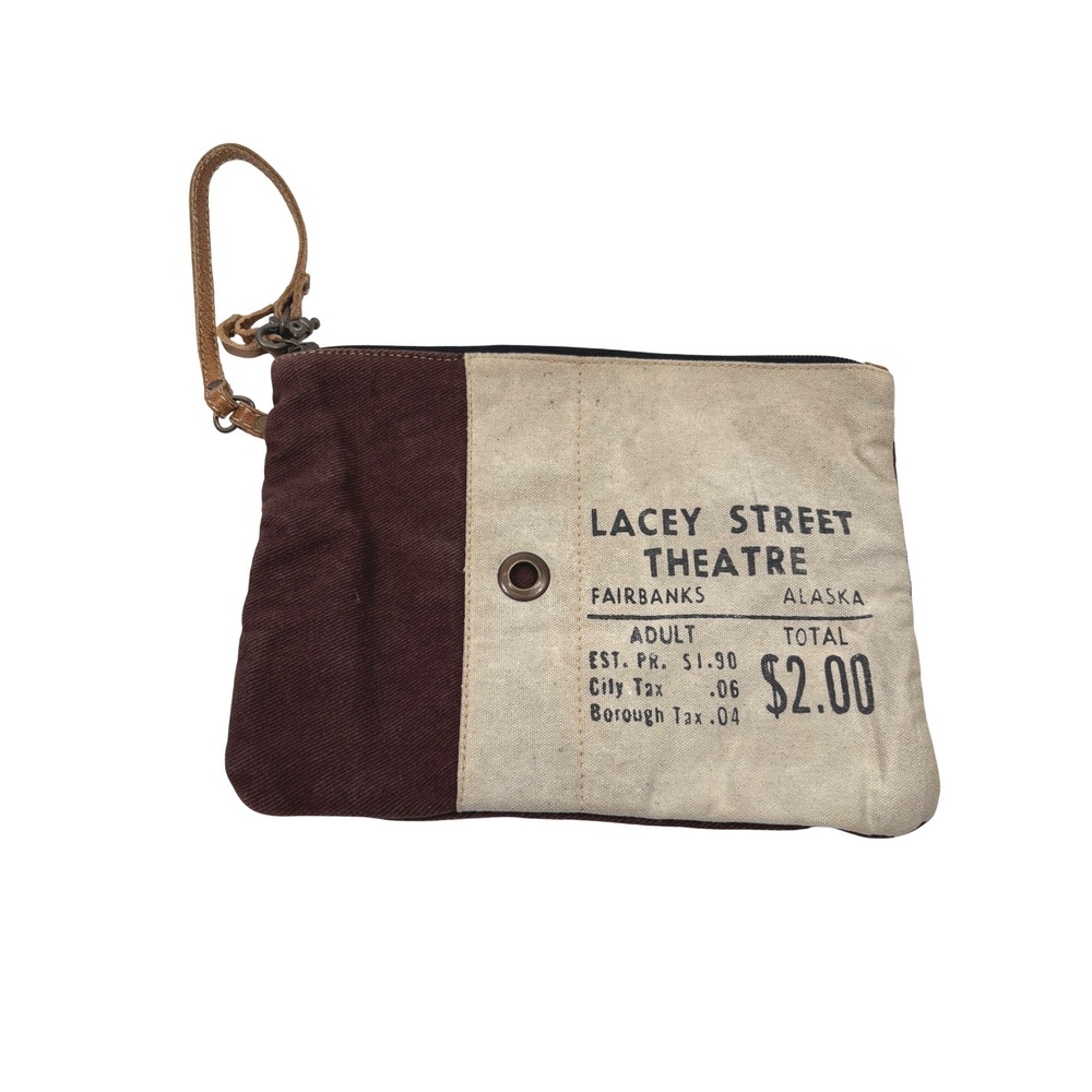 Myra Bag Wristlet Clutch Pouch Wristlet VTG Style Fairbanks Canvas Distressed